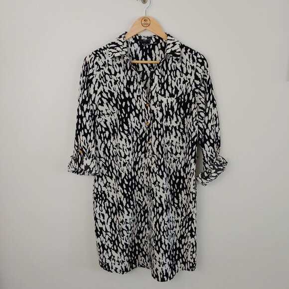 The Limited Dresses & Skirts - The Limited Ashton Animal Print Shirt Dress Roll Tab Sleeves size M